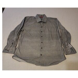 TALLIA Mens Geometric Dress Shirt Long‎ Sleeve Button Down Size 22/32 OO